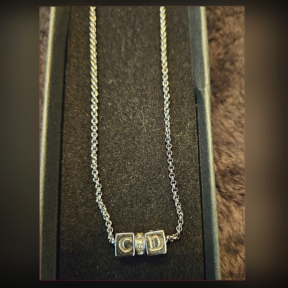 DIOR SILVER CD DICE NECKLACE AUTHENTIC COA AVAILABLE IN CLOSET - Picture 1 of 3